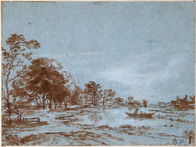 Folyói táj Holdfény által, c. 1650-1660 alkotó: Aert van der Neer