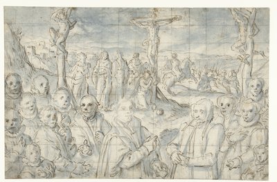 Keresztre feszítés egy alapítóval és családjával alkotó: Aert Pietersz.