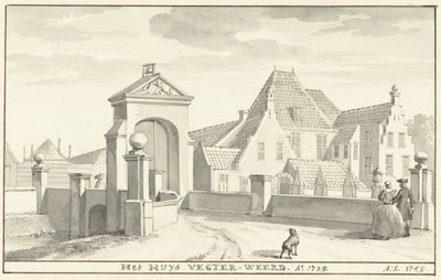 A havezathe Vechterweerd Zwolle mellett 1729-ben Het HUYS VEGTER-WEERD Ao 1729 (cím a tárgyon) alkotó: Aert Schouman