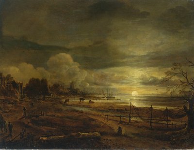 Csatorna Moonrise-nál alkotó: Aert van der Neer