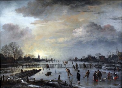 Téli táj korcsolyázókkal alkotó: Aert van der Neer