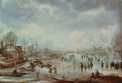 Téli jelenet műkorcsolyázással alkotó: Aert van der Neer