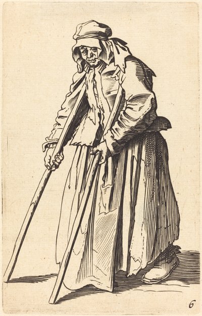 Koldusasszony mankóval alkotó: After Jacques Callot