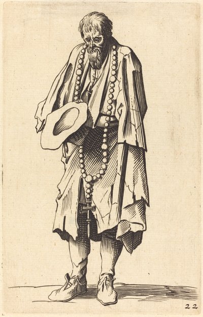Koldus rózsafüzérrel alkotó: After Jacques Callot