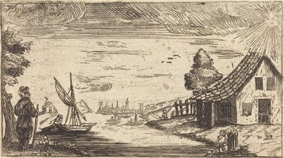 Táj figurával és csónakkal alkotó: After Jacques Callot