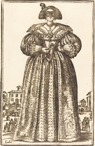 Álarcos Nemes Nő alkotó: After Jacques Callot