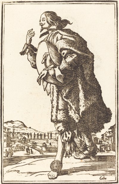 Nemes férfi filckalapban, meghajolva alkotó: After Jacques Callot