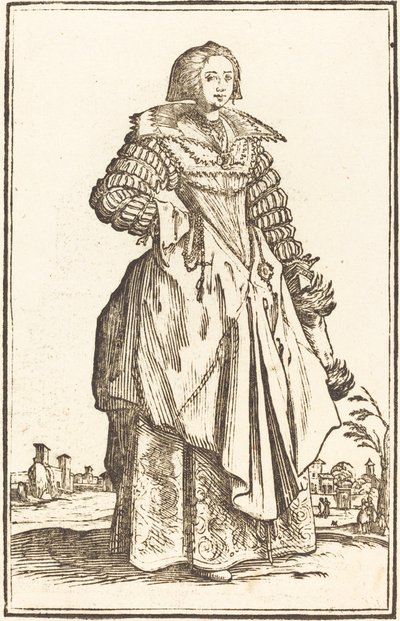 Nemes nő nagy gallérral alkotó: After Jacques Callot