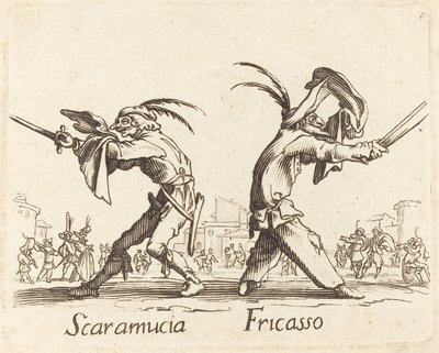 Scaramucia és Fricasso alkotó: After Jacques Callot