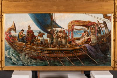 Antonius és Kleopátra repülése az actiumi csatából, 1897 körül (olaj, vászon) alkotó: Agnes Pringle