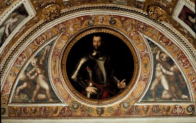 Cosimo I de Medici, Toszkána nagyhercegének és I. Francesco atyjának portréja (Festmény palara alkotó: Agnolo (after) Bronzino