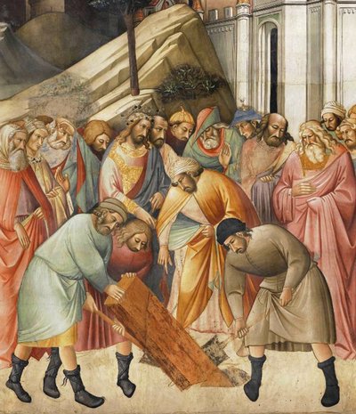 Salamon király a kereszt egyik gerendáját eltemetve, 1380 körül alkotó: Agnolo Gaddi