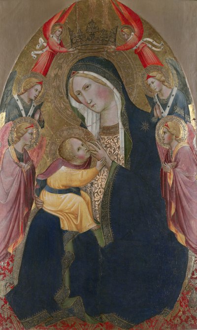 Az alázatosság Madonnája imádó angyalokkal (tempera és aranylevél a panelen) alkotó: Agnolo Gaddi
