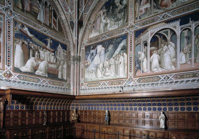 A Castellani-kápolna (vagy Sacrament) látványa Agnolo Gaddi (1350-1396) freskóinak díszítése, Nagy Szent Antal életének epizódjai alkotó: Agnolo Gaddi