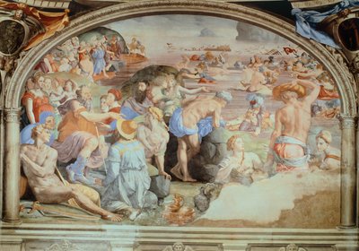 Átkelés a Vörös-tengeren, Agnolo Bronzino (1503-1572) freskója. Toledói Eleonóra kápolnája, Palazzo Vecchio, Firenze. Olaszország alkotó: Agnolo Bronzino