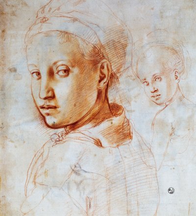 Fiatal nő feje, Agnolo Bronzino (1503-1572), rajz, Olaszország alkotó: Jacopo Pontormo