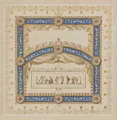 Ceiling designs in the Antique manner, with central scenes of the gods in friezes alkotó: Agostino (attr.) Brunias