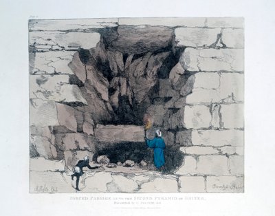 Kényszerút a gízai második piramisban, Egyiptom, 1820 alkotó: Agostino Aglio
