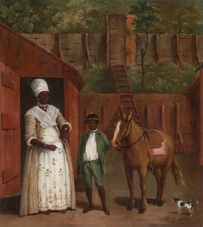 Egy anya a fiával és egy pónival, kb. 1775. alkotó: Agostino Brunias
