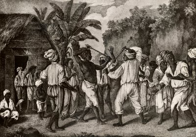 Összebújó mérkőzés angol és francia négerek között Dominica szigetén, Santo Domingóban alkotó: Agostino Brunias