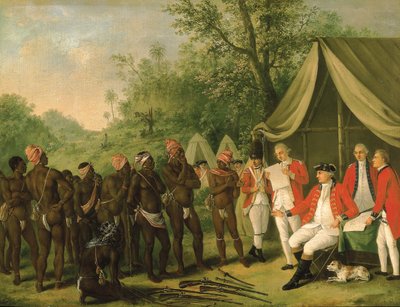 Békülés a gesztenyebarna rabszolgával Jamaica szigetén alkotó: Agostino Brunias