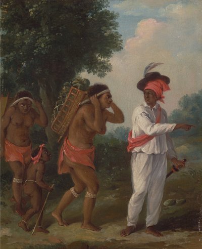 Nyugat-indiai színes férfi, két karibi nő egy gyerekkel rendezésében, kb. 1780. alkotó: Agostino Brunias