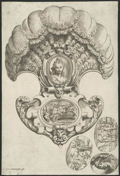 Fejdísz legyező formájában alkotó: Agostino Carracci