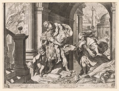 Aeneas és családja Trójából menekülve alkotó: Agostino Carracci
