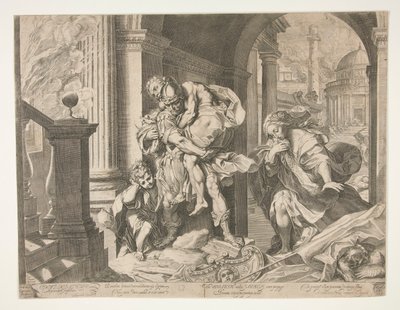 Aeneas és családja Trójából menekülve alkotó: Agostino Carracci