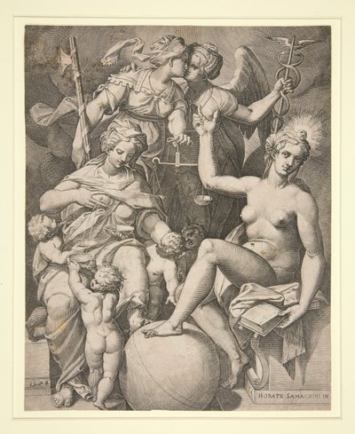 Jótékonyság, Igazságosság, Igazság és Béke alkotó: Agostino Carracci