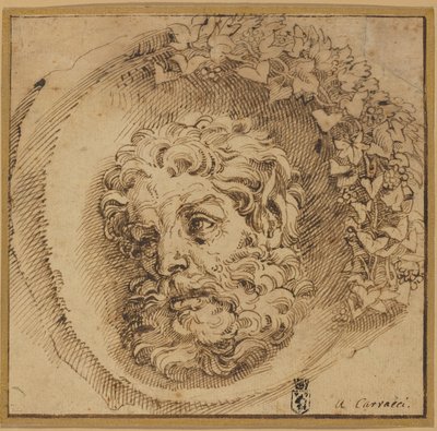 Faun feje homorú körben alkotó: Agostino Carracci