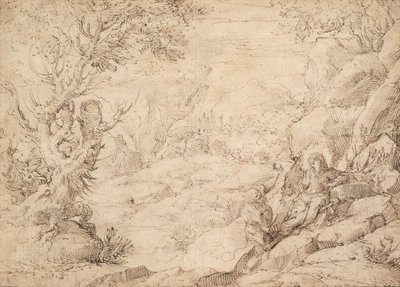 Táj Krisztus megkísértésével alkotó: Agostino Carracci