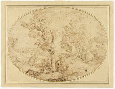 Pihenjen az egyiptomi repülésen alkotó: Agostino Carracci