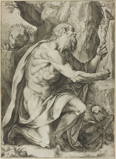 Szent Jeromos a bűnbánatban alkotó: Agostino Carracci