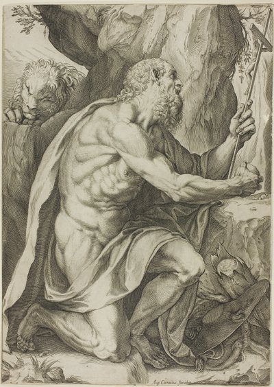 Szent Jeromos a bűnbánatban alkotó: Agostino Carracci
