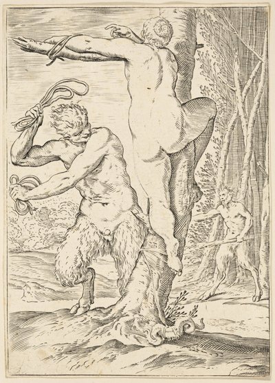 A szatír nimfát korbácsoló, 1590-95 körül alkotó: Agostino Carracci