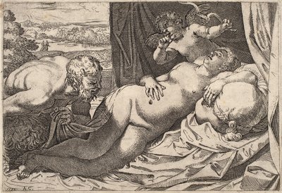Szatír és nimfa alkotó: Agostino Carracci