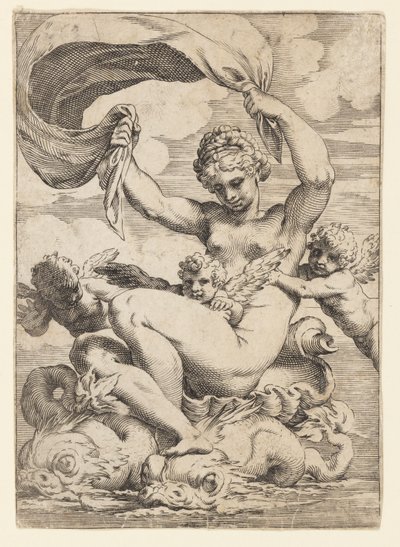 Vénusz (vagy Galatea) és a delfinek által támogatott Ámorok alkotó: Agostino Carracci