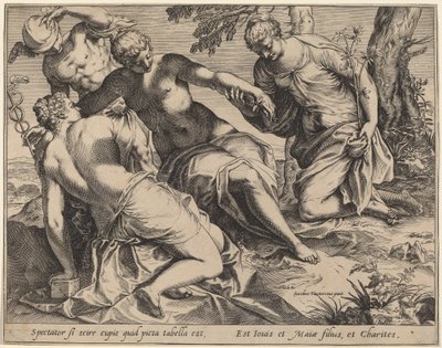 Merkúr és a három grácia alkotó: Agostino Carracci after Jacopo Tintoretto