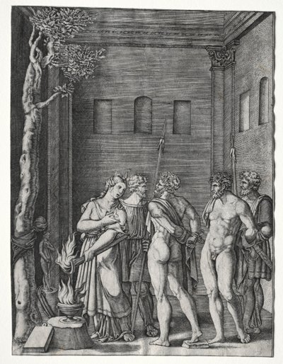 Oresztest és Pyladészt áldozatra vitték Iphigeniába, 15141536. alkotó: Agostino Musi