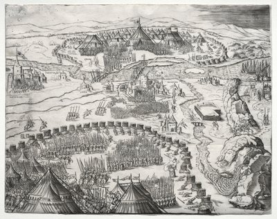 V. Károly és II. Szolimán seregeinek állása és tábora, 1532. alkotó: Agostino Musi
