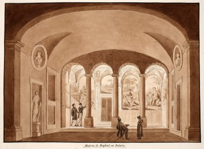 Raphael háza a Palatinuson, 1833 (rézkarc barna mosással) alkotó: Agostino Tofanelli