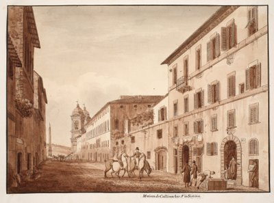 Callimachus háza, Via Sistina, 1833 (barna mosású rézkarc) alkotó: Agostino Tofanelli