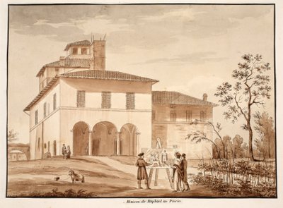 Rafael háza a Pinción, 1833 (barna mosással készült rézkarc) alkotó: Agostino Tofanelli