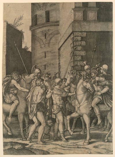 A római császár egy katonával találkozik alkotó: Agostino Veneziano