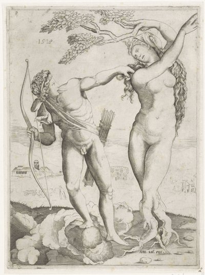 Apolló Daphnéban alkotó: Agostino Veneziano
