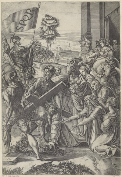 Krisztus megadja magát a kereszt súlyának Il Spasimo di Sicily alkotó: Agostino Veneziano