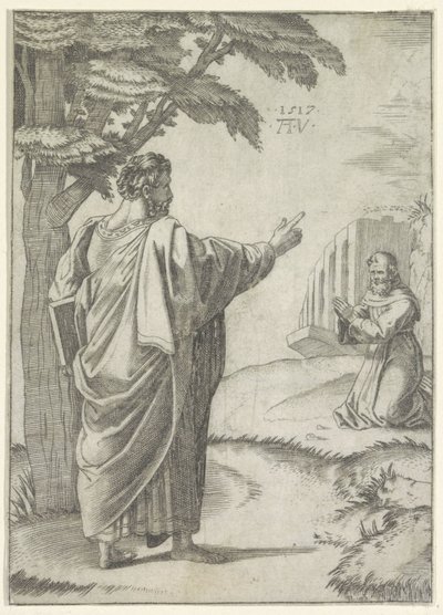 Szent Pál és egy ferences szerzetes alkotó: Agostino Veneziano