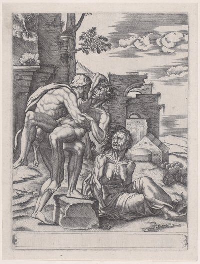 Herkules és Antaeus, 1533-ban, 1533-ban. alkotó: Agostino Veneziano