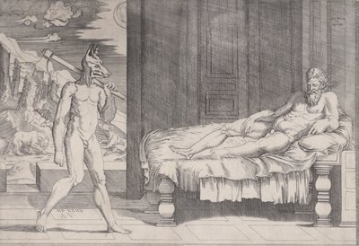 Lycaon Farkassá változott, 1524-ben. alkotó: Agostino Veneziano